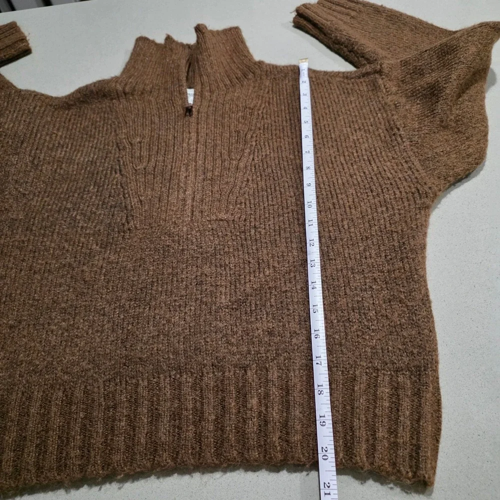American Eagle Brown Quarter Zip Mock Neck‎ Knit Sweater Womens Medium 0702